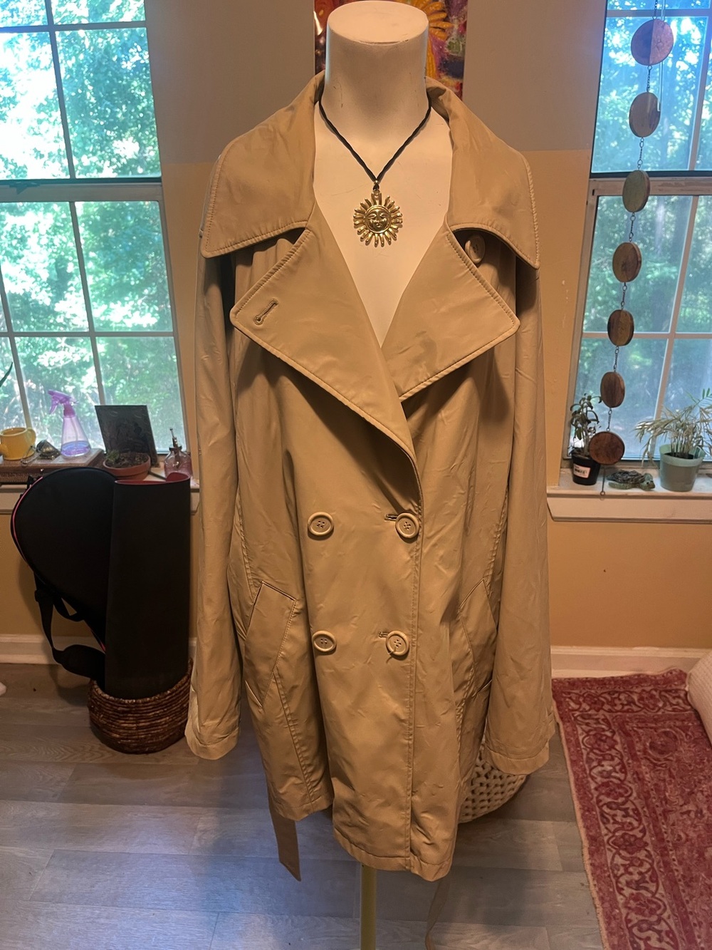 Avenue Classic Beige Trench Coat - Women's Double-Breasted Jacket Classy Elegant